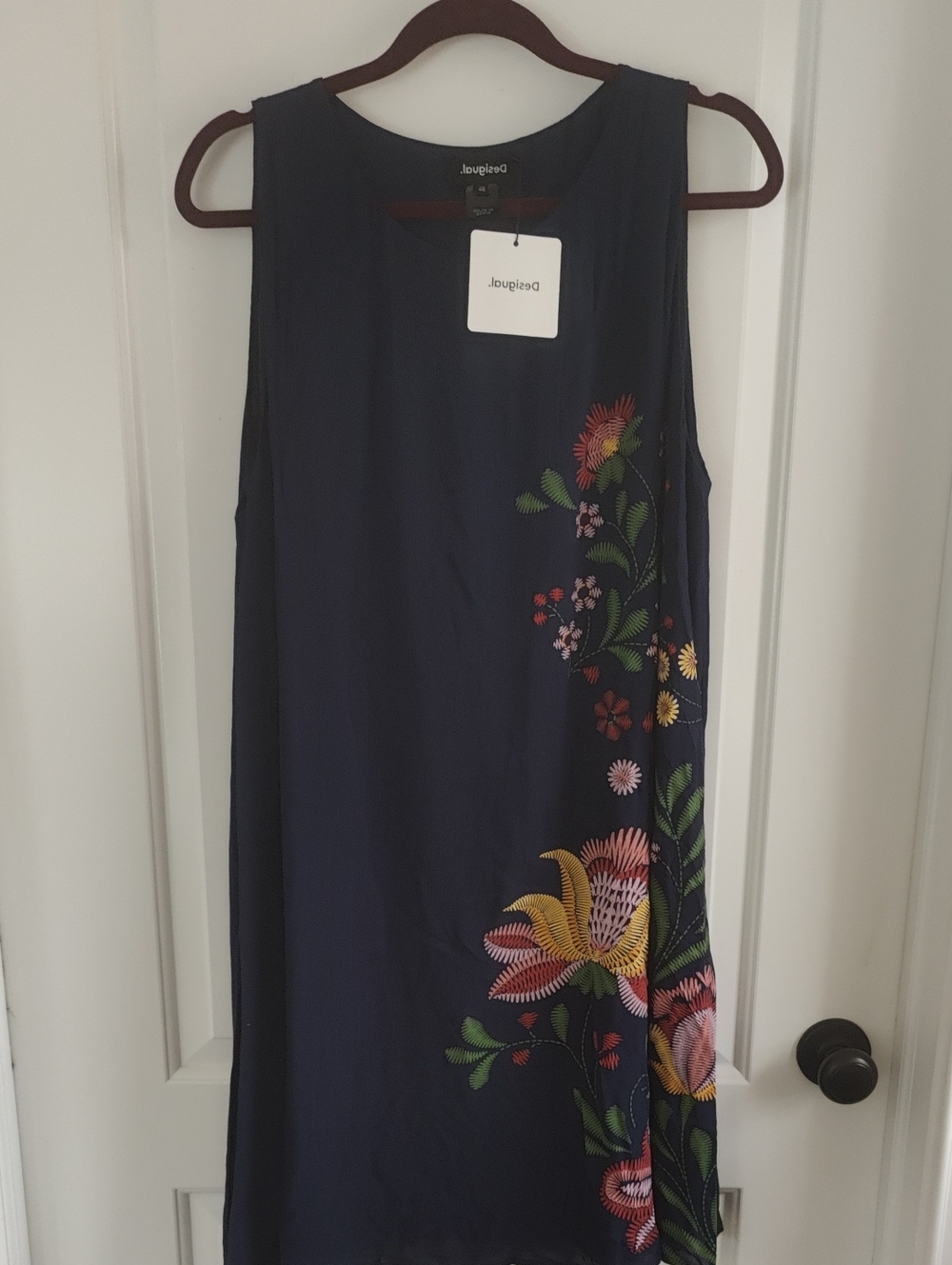 Desigual Navy Embroidered Floral Sleeveless Dress